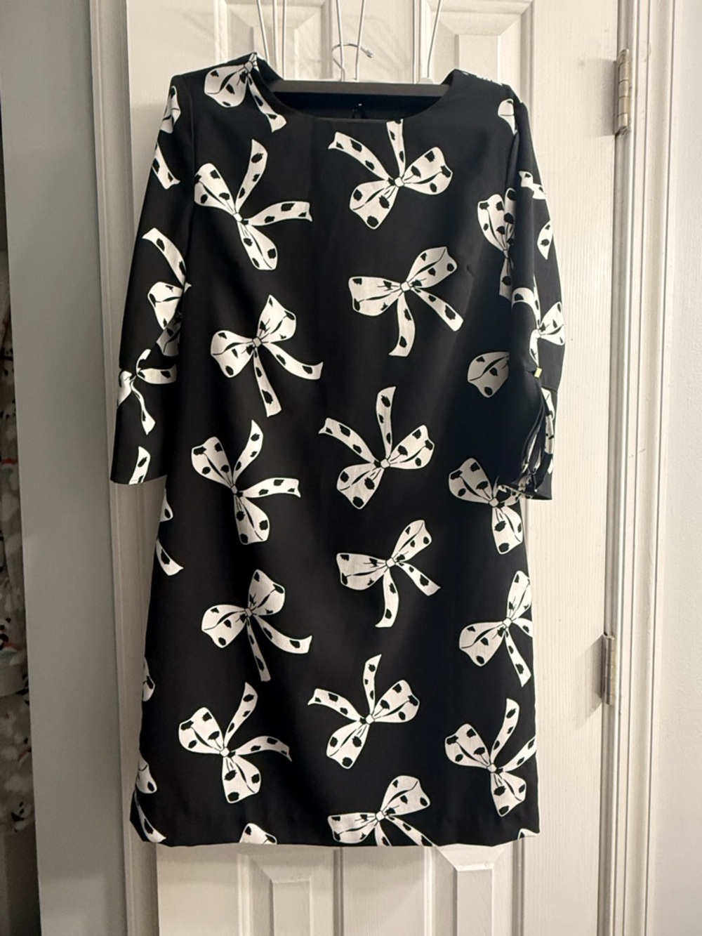Banana Republic Black Midi Dress with White Bow Print